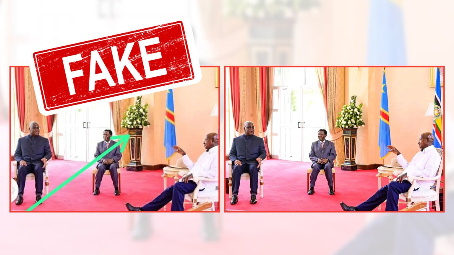Une photo truquée des présidents Tshisekedi et Museveni sème la confusion sur les réseaux sociaux