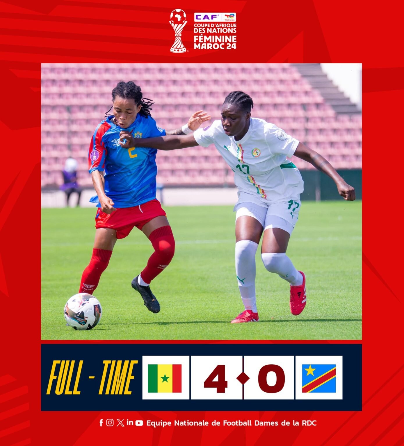 Can Féminine 2024: Les Léopards Dames s’inclinent face aux Lionnes du Sénégal (0-4)