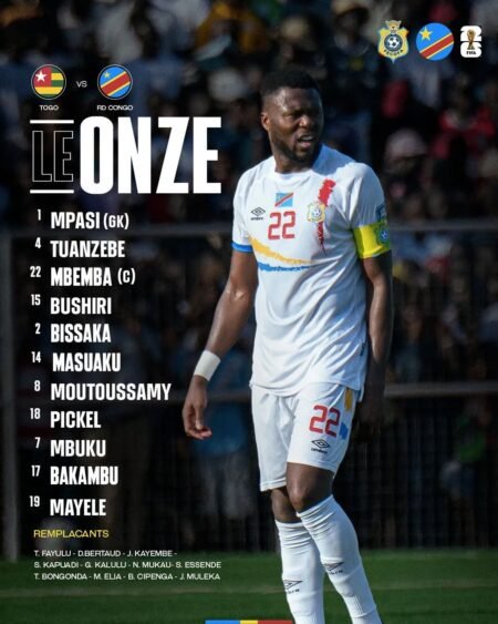 Élim. Mondial 2026 : la RDC bat le Togo (1-0) et conserve sa 2e place dans le groupe B