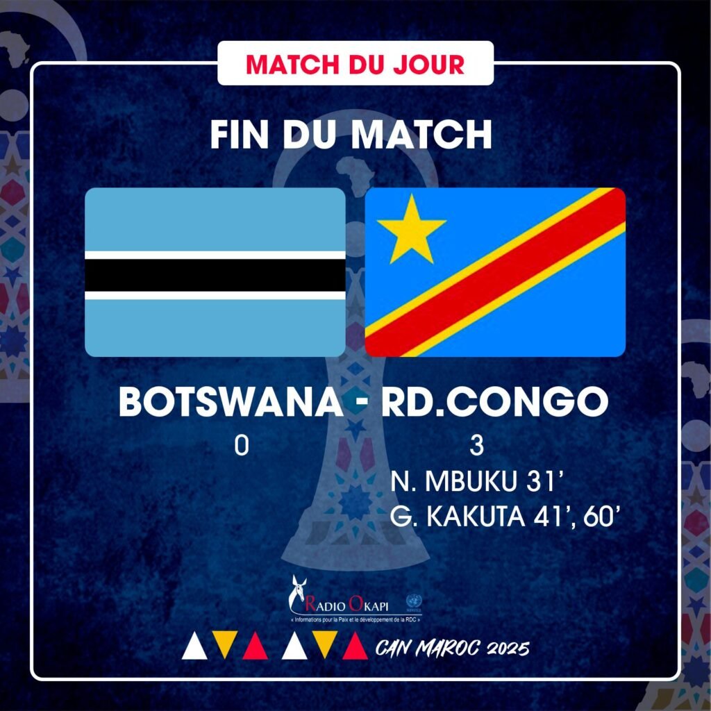 CAN Maroc 2025 : la RDC se qualifie en 8es après sa victoire sur le Botswana (3-0)